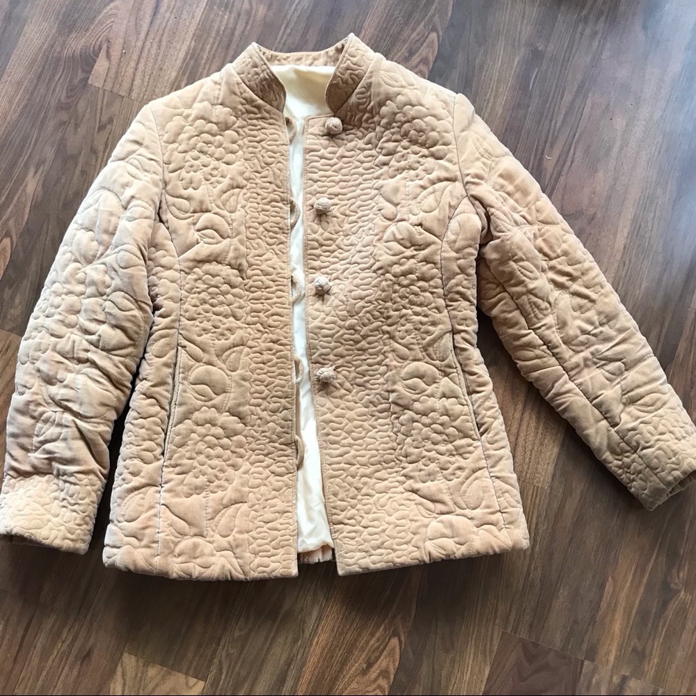 Quilted velvet jacket with mandarin collar (XS/S)